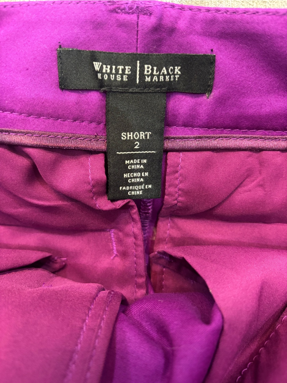 White House Black Market Purple Satin Cotton Blend Shorts - Picture 3 of 3